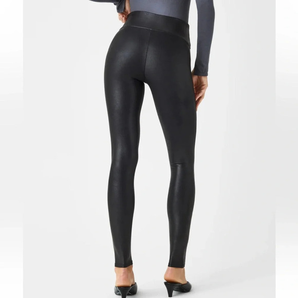 SPANX Black Faux Leather Leggings size M - Picture 10 of 11
